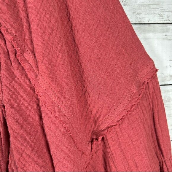 The Impeccable Pig Crinkle Cotton Babydoll Rust Bohemian Oversized Top M - Picture 8 of 12